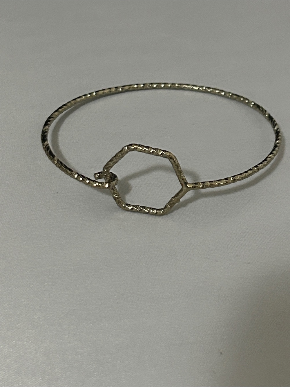 Delicate Hammered Hexagon Bangle Bracelet